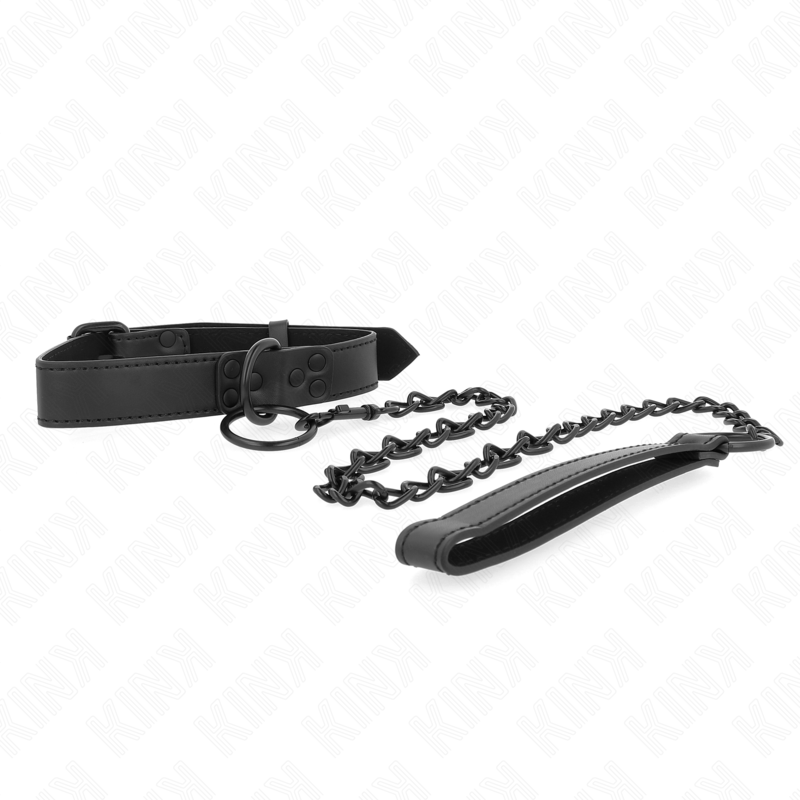 KINK - COLLAR WITH DARK LEASH 65 CM ADJUSTABLE 37-54 CM X 3 CM 4 KINK - COLLAR WITH DARK LEASH 65 CM ADJUSTABLE 37-54 CM X 3 CM - obrazek 4