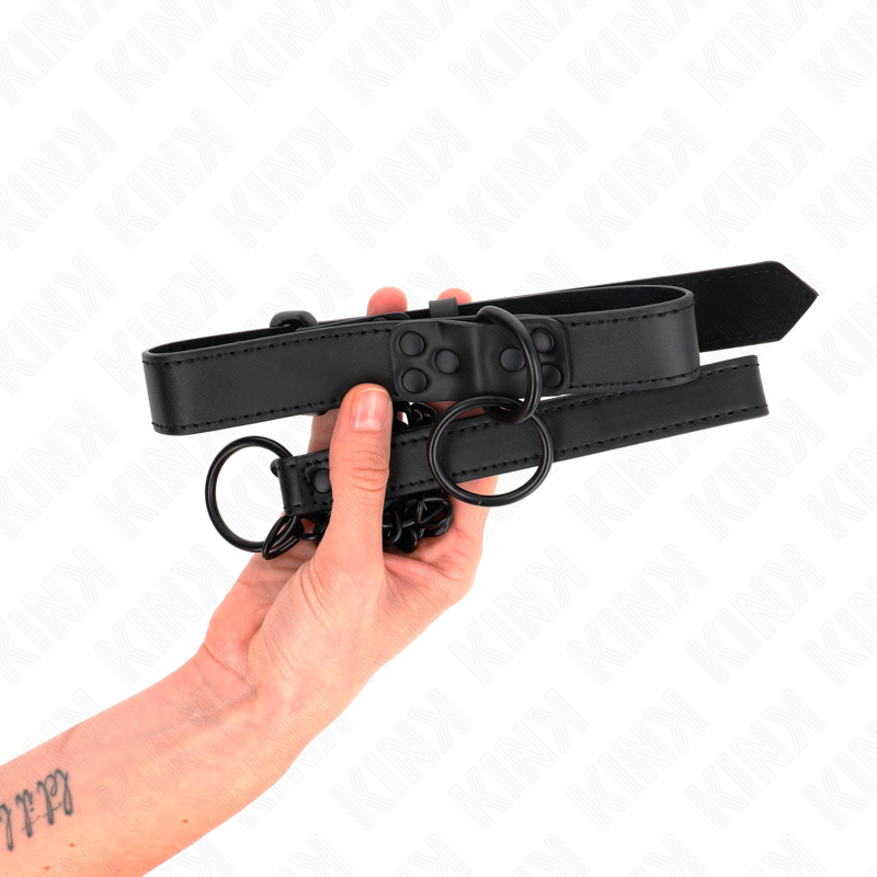 KINK - COLLAR WITH DARK LEASH 65 CM ADJUSTABLE 37-54 CM X 3 CM 5 KINK - COLLAR WITH DARK LEASH 65 CM ADJUSTABLE 37-54 CM X 3 CM - obrazek 5