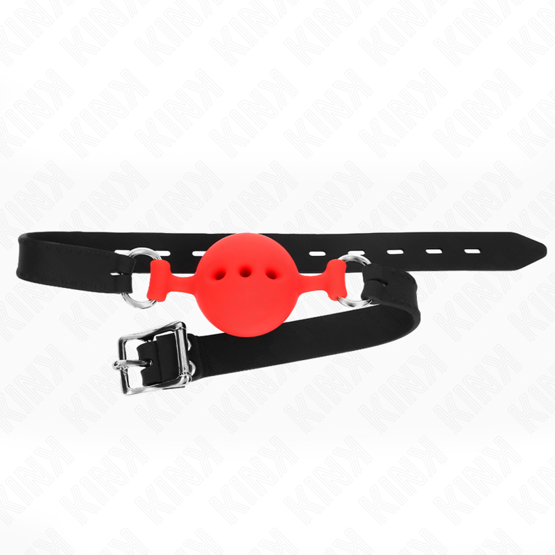 KINK - FULL SILICONE GAG 55 x 2 CM WITH 4.5 CM BALL SIZE M RED ADJUSTABLE 35-51 CM 3 KINK - FULL SILICONE GAG 55 x 2 CM WITH 4.5 CM BALL SIZE M RED ADJUSTABLE 35-51 CM - obrazek 3
