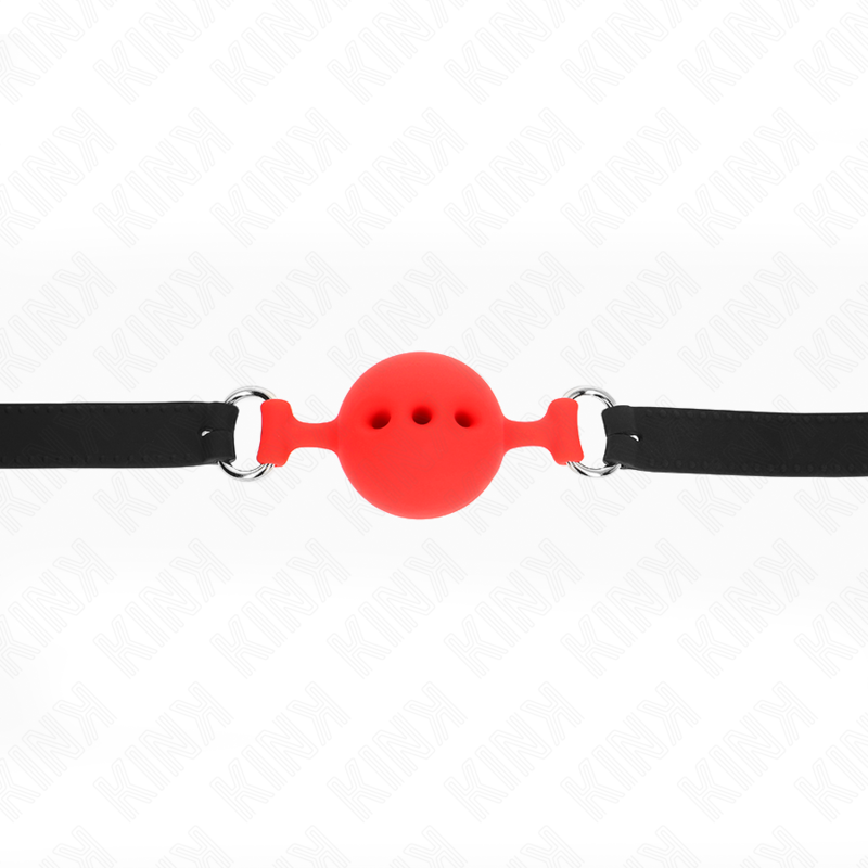 KINK - FULL SILICONE GAG 55 x 2 CM WITH 4.5 CM BALL SIZE M RED ADJUSTABLE 35-51 CM 4 KINK - FULL SILICONE GAG 55 x 2 CM WITH 4.5 CM BALL SIZE M RED ADJUSTABLE 35-51 CM - obrazek 4