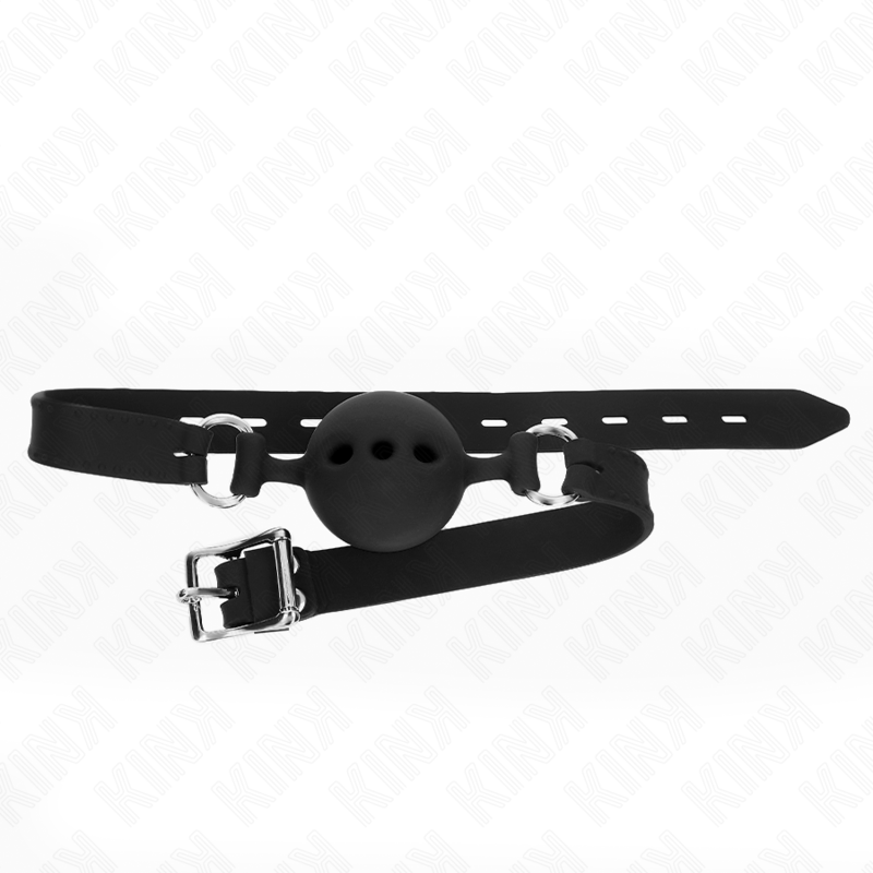 KINK - FULL SILICONE GAG 55 x 2 CM WITH 5 CM BALL SIZE L BLACK ADJUSTABLE 35-51 CM 2 KINK - FULL SILICONE GAG 55 x 2 CM WITH 5 CM BALL SIZE L BLACK ADJUSTABLE 35-51 CM - obrazek 2