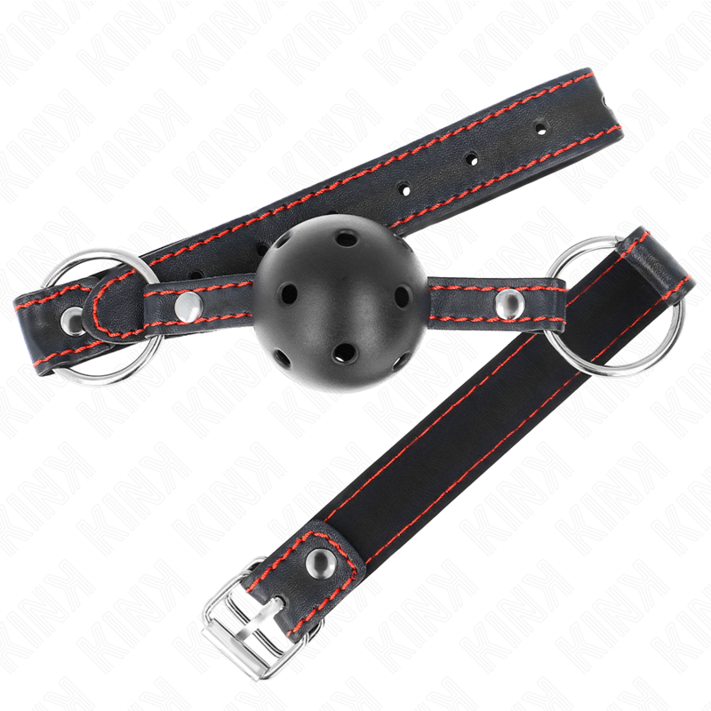KINK - HOLLOW HARD BLACK BALL GAG MODEL 2 65 x 2.5 CM 2 KINK - HOLLOW HARD BLACK BALL GAG MODEL 2 65 x 2.5 CM - obrazek 2