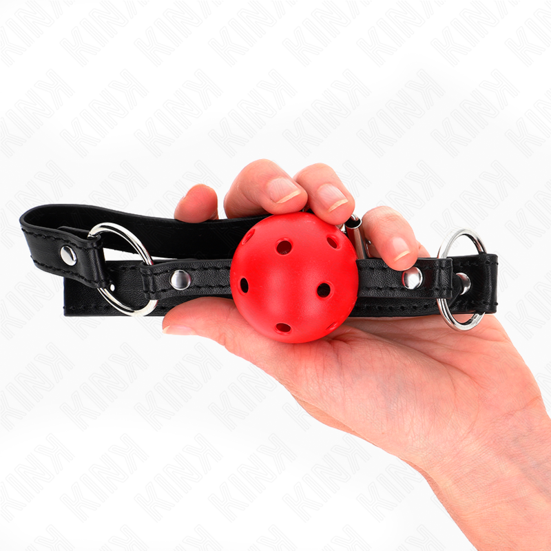 KINK - HOLLOW HARD RED BALL 4.5 CM GAG MODEL 1 63.5 X 2 CM 3 KINK - HOLLOW HARD RED BALL 4.5 CM GAG MODEL 1 63.5 X 2 CM - obrazek 3