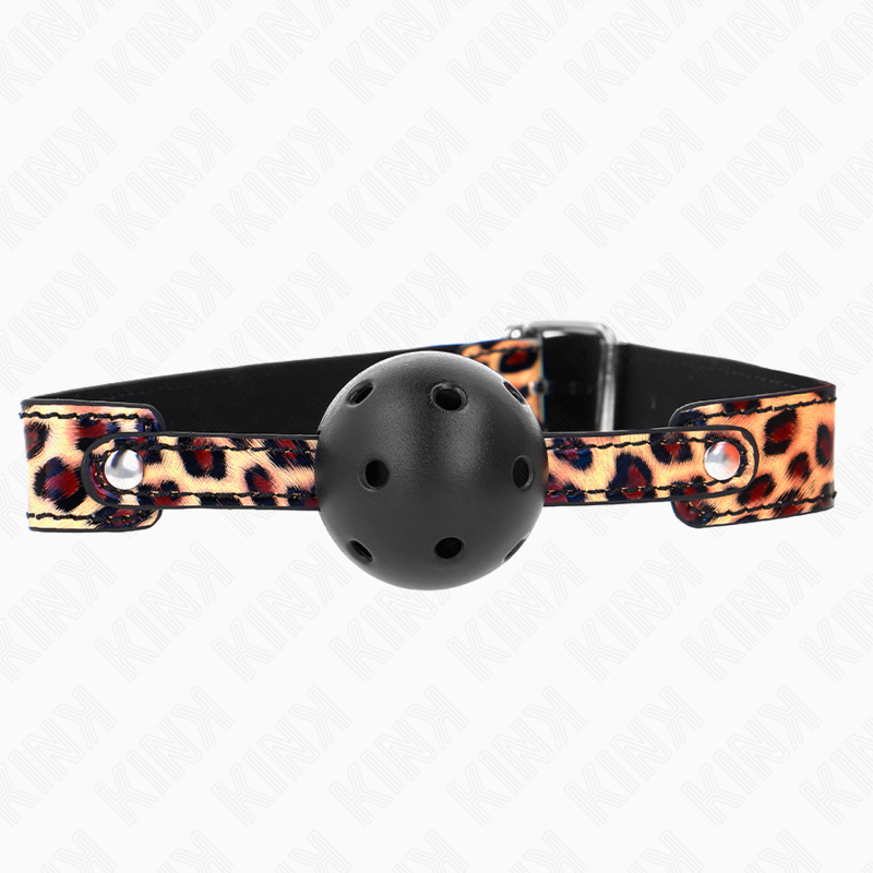 KINK - LEOPARD BREATHABLE BALL 4.5 CM GAG 65 x 2.5 CM 2 KINK - LEOPARD BREATHABLE BALL 4.5 CM GAG 65 x 2.5 CM - obrazek 2