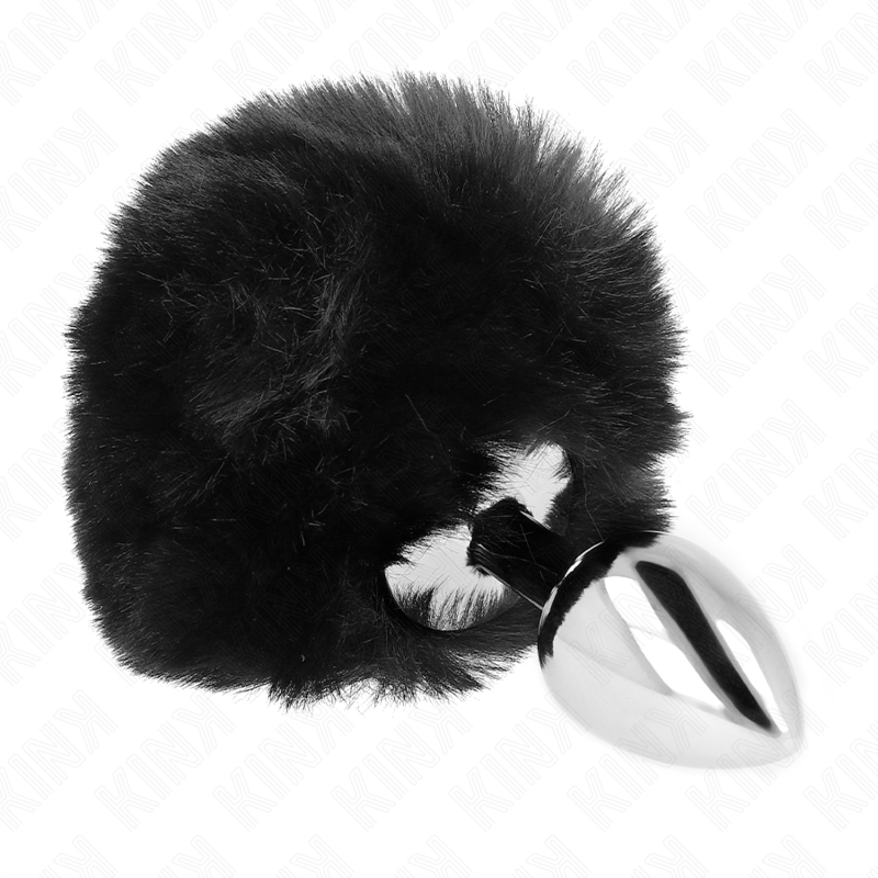 KINK - STAINLESS STEEL PLUG 7 x 3 CM WITH BLACK FAUX FUR RABBIT TAIL 8 CM 2 KINK - STAINLESS STEEL PLUG 7 x 3 CM WITH BLACK FAUX FUR RABBIT TAIL 8 CM - obrazek 2