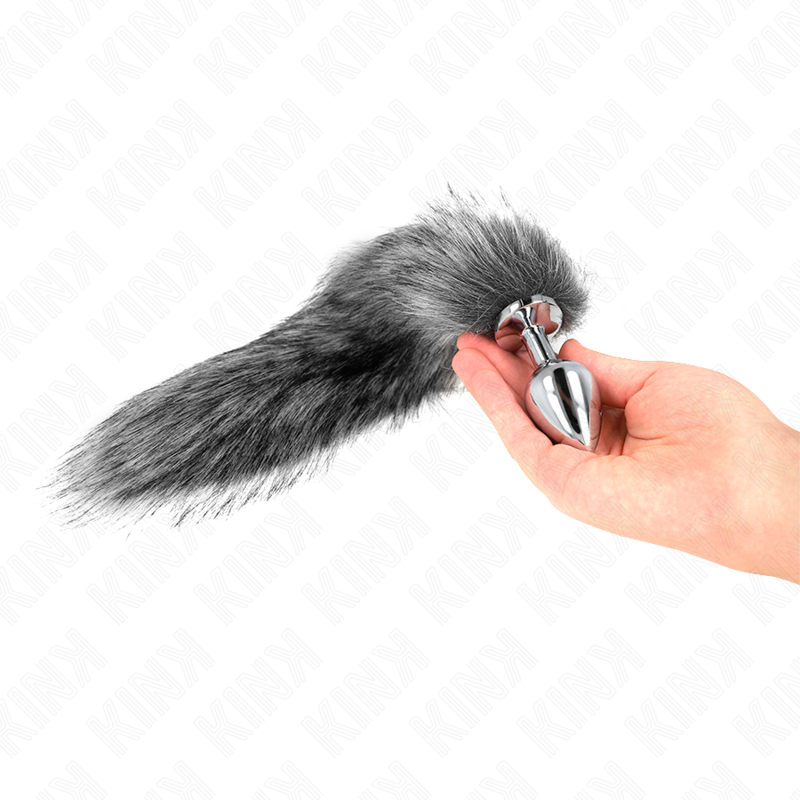 KINK - ANAL PLUG SIZE M 8 X 3.5 CM WITH SYNTHETIC TAIL 40 CM GREY 3 KINK - ANAL PLUG SIZE M 8 X 3.5 CM WITH SYNTHETIC TAIL 40 CM GREY - obrazek 3
