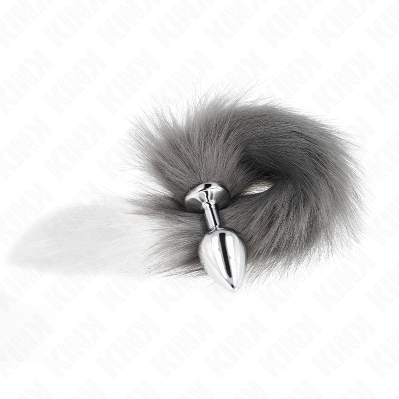 KINK - ANAL PLUG SIZE M 8 X 3.5 CM WITH SYNTHETIC TAIL 40 CM GREY AND WHITE 2 KINK - ANAL PLUG SIZE M 8 X 3.5 CM WITH SYNTHETIC TAIL 40 CM GREY AND WHITE - obrazek 2