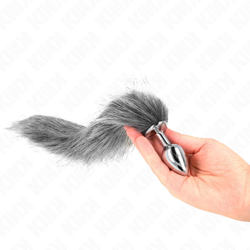 KINK - ANAL PLUG SIZE S 7 X 3 CM WITH SYNTHETIC TAIL 40 CM GREY 3 KINK - ANAL PLUG SIZE S 7 X 3 CM WITH SYNTHETIC TAIL 40 CM GREY - obrazek 3