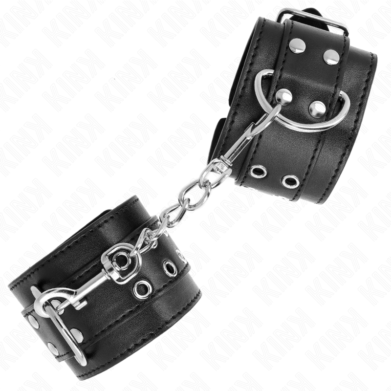 KINK - DOUBLE BUCKLE WRIST RESTRAINTS BLACK ADJUSTABLE 19-26 CM 2 KINK - DOUBLE BUCKLE WRIST RESTRAINTS BLACK ADJUSTABLE 19-26 CM - obrazek 2