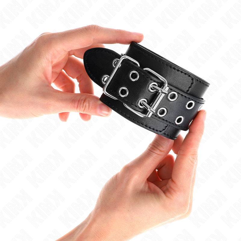 KINK - DOUBLE BUCKLE WRIST RESTRAINTS BLACK ADJUSTABLE 19-26 CM 3 KINK - DOUBLE BUCKLE WRIST RESTRAINTS BLACK ADJUSTABLE 19-26 CM - obrazek 3