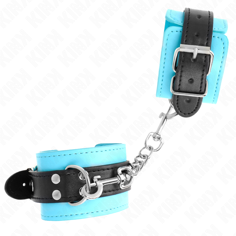 KINK - HOOK WRIST RESTRAINTS BLUE FUR LINED ADJUSTABLE 20-28 CM X 5.5 CM 2 KINK - HOOK WRIST RESTRAINTS BLUE FUR LINED ADJUSTABLE 20-28 CM X 5.5 CM - obrazek 2