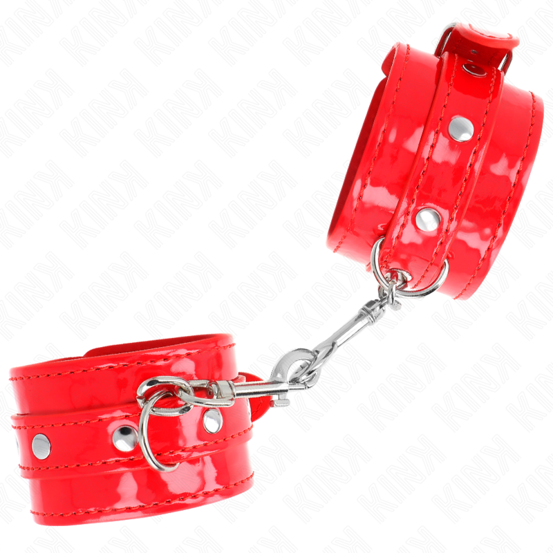 KINK - SHINY HAND CUFFS RED ADJUSTABLE 23-33 CM 2 KINK - SHINY HAND CUFFS RED ADJUSTABLE 23-33 CM - obrazek 2
