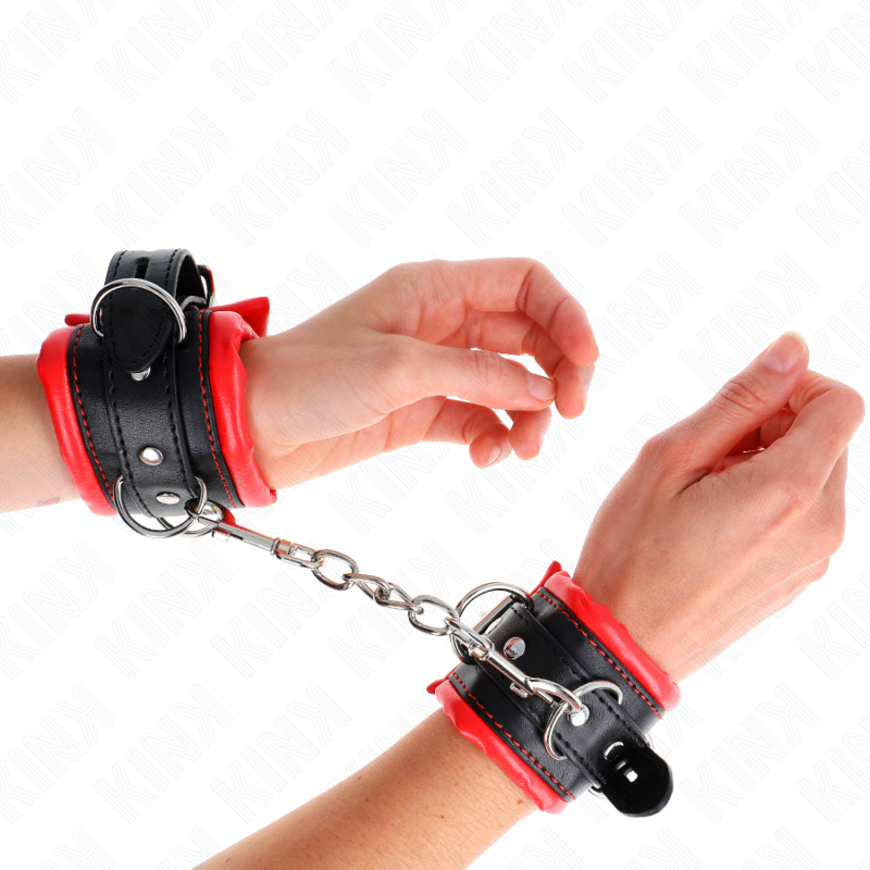 KINK - HEAVY WRIST RESTRAINTS WITH RED FUR LINED ADJUSTABLE 20-30 CM X 6 CM 4 KINK - HEAVY WRIST RESTRAINTS WITH RED FUR LINED ADJUSTABLE 20-30 CM X 6 CM - obrazek 4