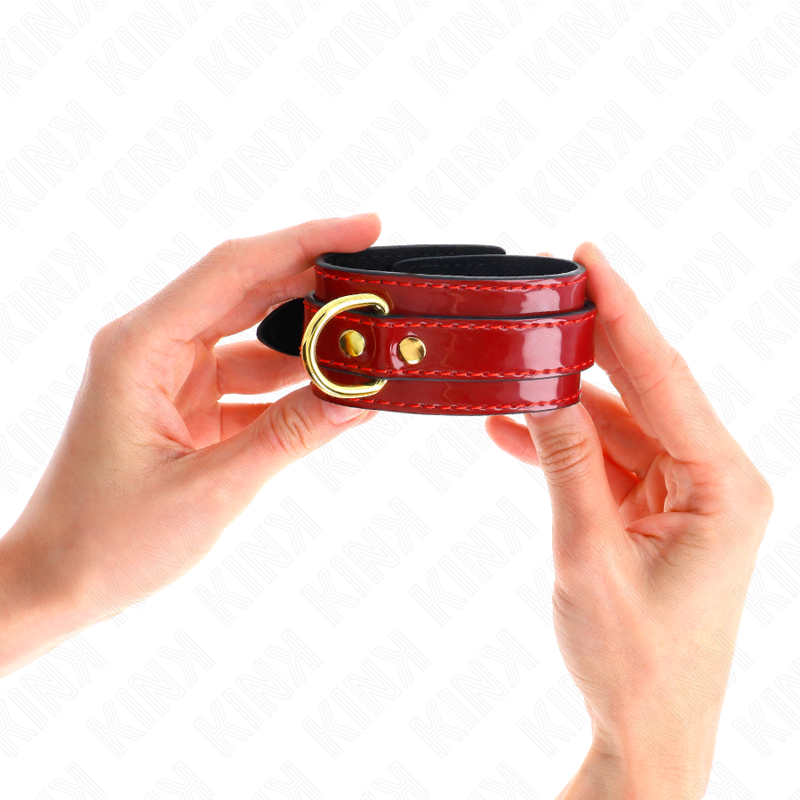 KINK - JOANNA ANGEL WRIST CUFFS RED ADJUSTABLE WITH GOLD CHAIN 16.5-26 CM X 4 CM 3 KINK - JOANNA ANGEL WRIST CUFFS RED ADJUSTABLE WITH GOLD CHAIN 16.5-26 CM X 4 CM - obrazek 3