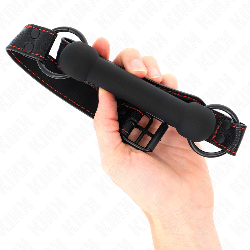 KINK - BONE GAG WITH LEATHERETTE STRAP BLACK ADJUSTABLE 41-57 CM 4 KINK - BONE GAG WITH LEATHERETTE STRAP BLACK ADJUSTABLE 41-57 CM - obrazek 4