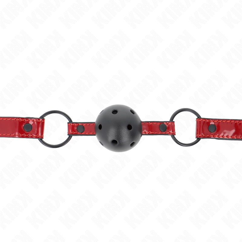 KINK - SHINY LEATHERETTE BALL 4.5 CM GAG 63.5 X 2 CM ADJUSTABLE 41 X 59 CM 3 KINK - SHINY LEATHERETTE BALL 4.5 CM GAG 63.5 X 2 CM ADJUSTABLE 41 X 59 CM - obrazek 3