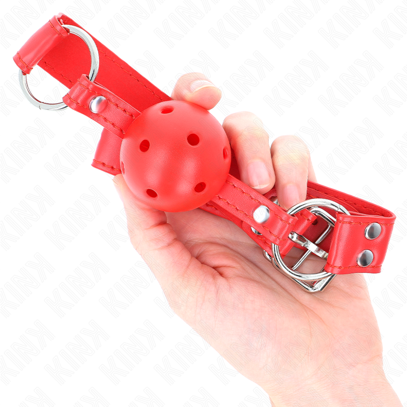KINK - COMPLETE RED HOLLOW HARD BALL GAG 62 x 2 CM 4 KINK - COMPLETE RED HOLLOW HARD BALL GAG 62 x 2 CM - obrazek 4