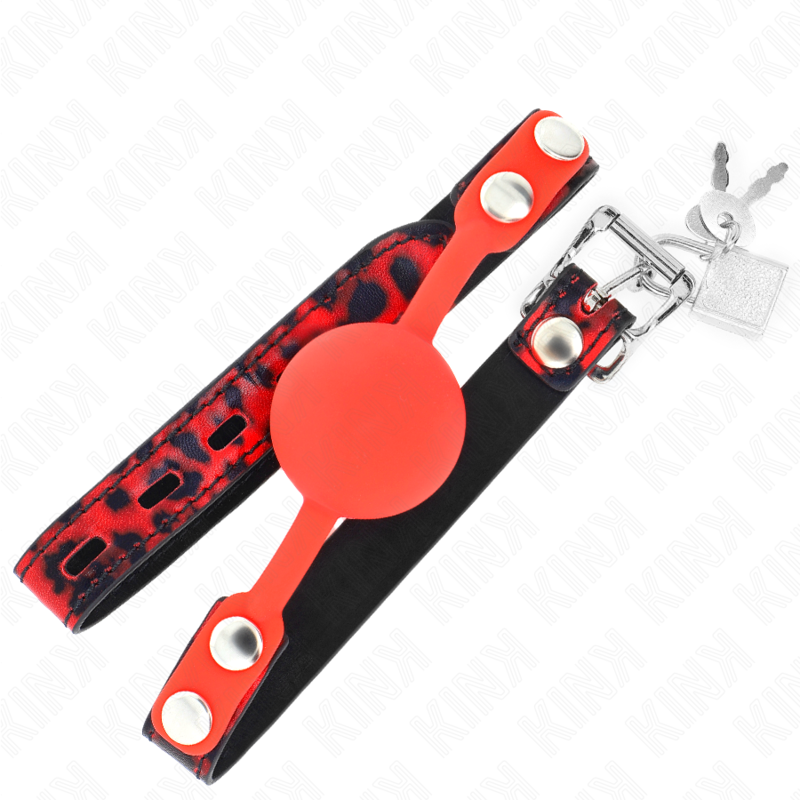 KINK - MODEL 2 SILICONE BALL 4 CM GAG WITH LOCK 60 x 2 CM 2 KINK - MODEL 2 SILICONE BALL 4 CM GAG WITH LOCK 60 x 2 CM - obrazek 2