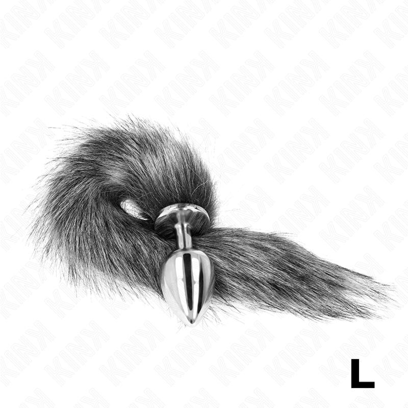KINK - ANAL PLUG SIZE L 10 X 4 CM WITH SYNTHETIC TAIL 40 CM GREY 2 KINK - ANAL PLUG SIZE L 10 X 4 CM WITH SYNTHETIC TAIL 40 CM GREY - obrazek 2