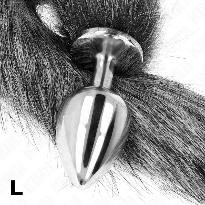 KINK - ANAL PLUG SIZE L 10 X 4 CM WITH SYNTHETIC TAIL 40 CM GREY 3 KINK - ANAL PLUG SIZE L 10 X 4 CM WITH SYNTHETIC TAIL 40 CM GREY - obrazek 3
