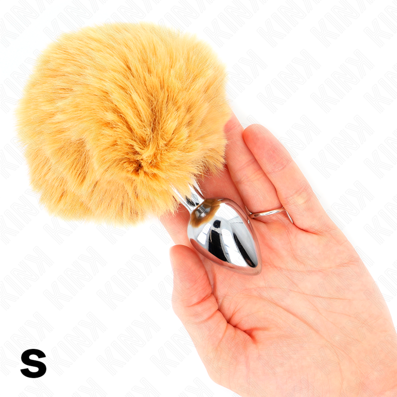 KINK - STAINLESS STEEL PLUG 7 x 3 CM WITH BEIGE FAUX FUR RABBIT TAIL 8 CM 2 KINK - STAINLESS STEEL PLUG 7 x 3 CM WITH BEIGE FAUX FUR RABBIT TAIL 8 CM - obrazek 2