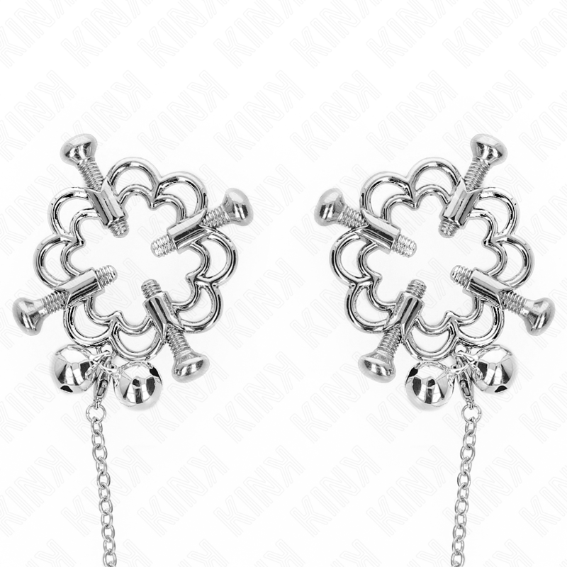 KINK - METAL FLOWER NIPPLE CLAMPS WITH CHAIN 2 KINK - METAL FLOWER NIPPLE CLAMPS WITH CHAIN - obrazek 2