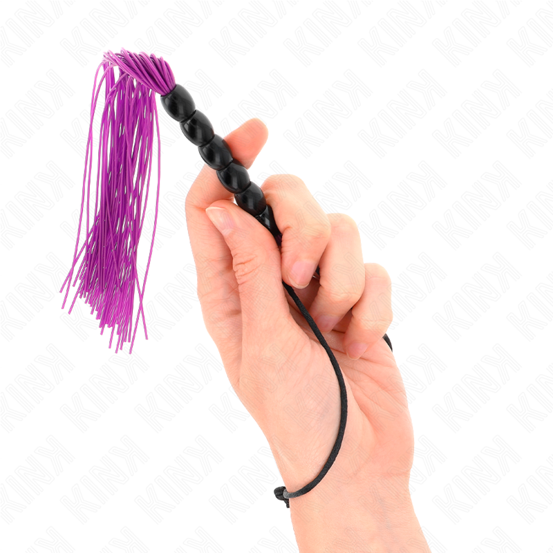 KINK - MINI SILICONE WHIP WITH 6 PURPLE BEADS 26 CM 4 KINK - MINI SILICONE WHIP WITH 6 PURPLE BEADS 26 CM - obrazek 4