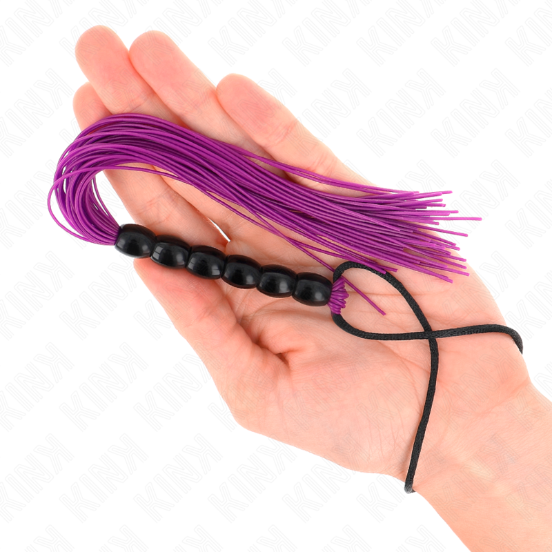 KINK - MINI SILICONE WHIP WITH 6 PURPLE BEADS 26 CM 3 KINK - MINI SILICONE WHIP WITH 6 PURPLE BEADS 26 CM - obrazek 3