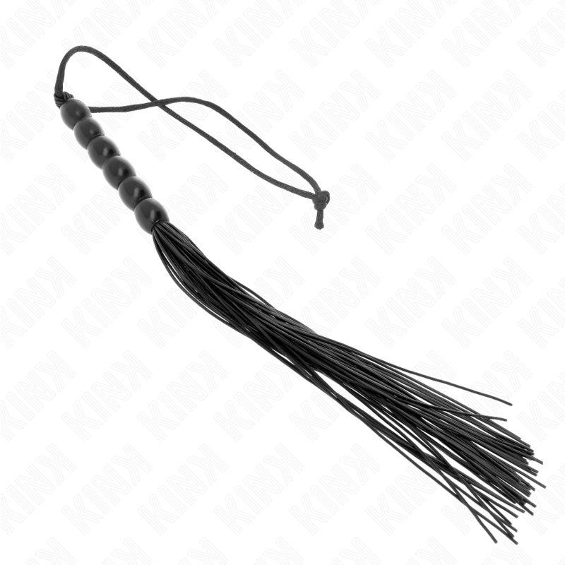 KINK - MINI SILICONE WHIP WITH 6 BLACK BEADS 26 CM 2 KINK - MINI SILICONE WHIP WITH 6 BLACK BEADS 26 CM - obrazek 2