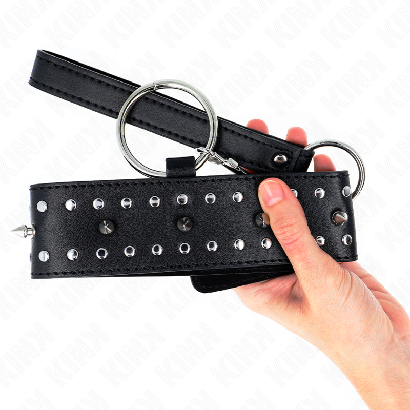 KINK - NECKLACE WITH LEASH 65 CM WITH SILVER STUDS MODEL 1 ADJUSTABLE 36-43 CM X 5 CM 4 KINK - NECKLACE WITH LEASH 65 CM WITH SILVER STUDS MODEL 1 ADJUSTABLE 36-43 CM X 5 CM - obrazek 4