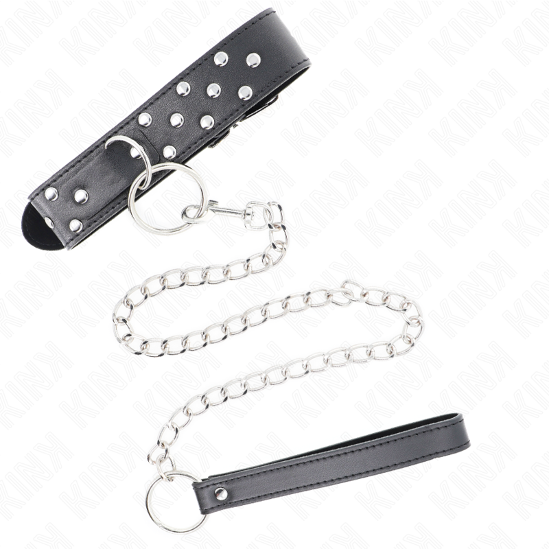 KINK - RING RIVET STRAP NECKLACE WITH BELT 65 CM BLACK ADJUSTABLE 36-50 CM X 3.8 CM 4 KINK - RING RIVET STRAP NECKLACE WITH BELT 65 CM BLACK ADJUSTABLE 36-50 CM X 3.8 CM - obrazek 4