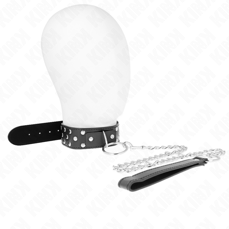 KINK - RING RIVET STRAP NECKLACE WITH BELT 65 CM BLACK ADJUSTABLE 36-50 CM X 3.8 CM 3 KINK - RING RIVET STRAP NECKLACE WITH BELT 65 CM BLACK ADJUSTABLE 36-50 CM X 3.8 CM - obrazek 3