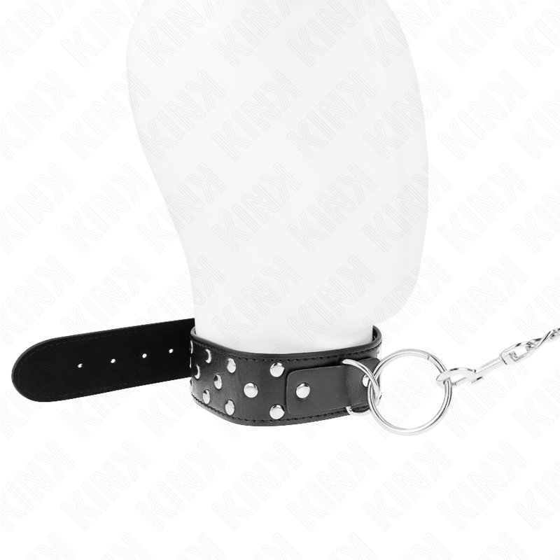 KINK - RING RIVET STRAP NECKLACE WITH BELT 65 CM BLACK ADJUSTABLE 36-50 CM X 3.8 CM 2 KINK - RING RIVET STRAP NECKLACE WITH BELT 65 CM BLACK ADJUSTABLE 36-50 CM X 3.8 CM - obrazek 2