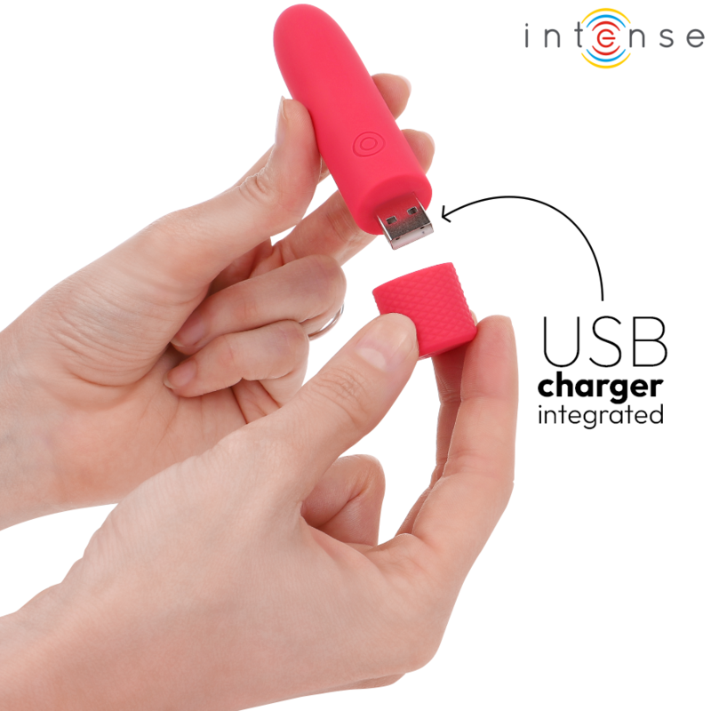 INTENSE - SYMONE USB RECHARGEABLE VIBRATING BULLET 8 VIBRATIONS RED 10 X 2.2 CM 5 INTENSE - SYMONE USB RECHARGEABLE VIBRATING BULLET 8 VIBRATIONS RED 10 X 2.2 CM - obrazek 5