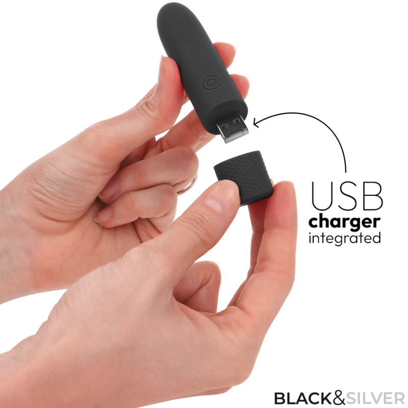 BLACK SILVER - GERI USB RECHARGEABLE VIBRATING BULLET 8 VIBRATIONS BLACK 10 X 2.2 CM 4 BLACK SILVER - GERI USB RECHARGEABLE VIBRATING BULLET 8 VIBRATIONS BLACK 10 X 2.2 CM - obrazek 4
