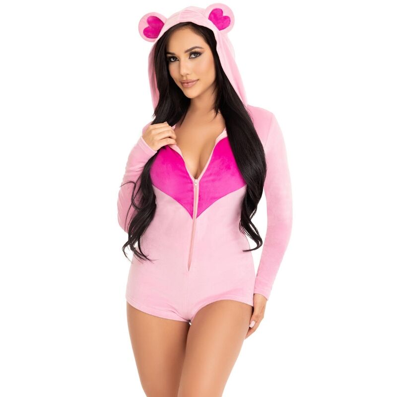 LEG AVENUE - TEDDY BEAR VELVET BODYSUIT PINK S 2 LEG AVENUE - TEDDY BEAR VELVET BODYSUIT PINK S - obrazek 2
