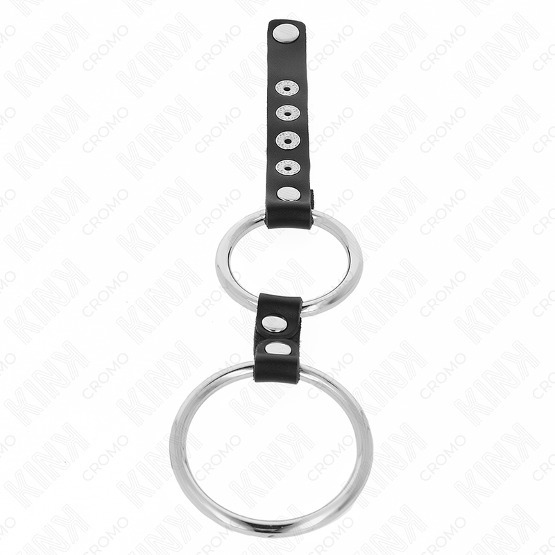 KINK - DOUBLE METAL PENIS RING 3.8 CM TO 5 CM CONNECTED WITH LEATHER 3 KINK - DOUBLE METAL PENIS RING 3.8 CM TO 5 CM CONNECTED WITH LEATHER - obrazek 3