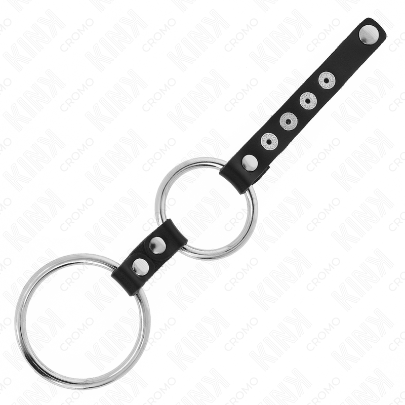 KINK - DOUBLE METAL PENIS RING 3.8 CM TO 5 CM CONNECTED WITH LEATHER 4 KINK - DOUBLE METAL PENIS RING 3.8 CM TO 5 CM CONNECTED WITH LEATHER - obrazek 4