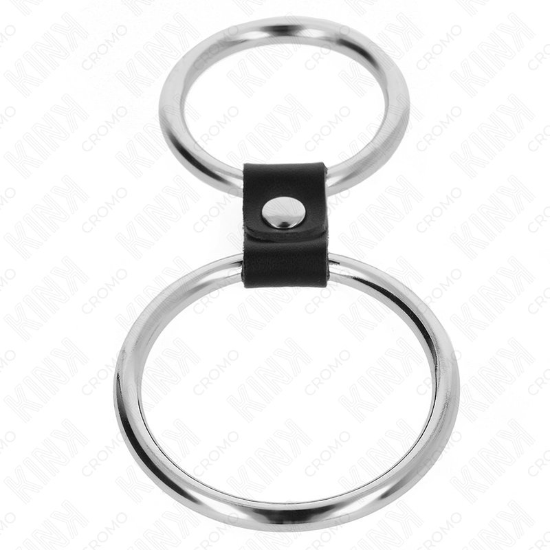 KINK - DOUBLE METAL PENIS RING 3.7 CM TO 5 CM CONNECTED BY LEATHER STRAP MODEL 1 3 KINK - DOUBLE METAL PENIS RING 3.7 CM TO 5 CM CONNECTED BY LEATHER STRAP MODEL 1 - obrazek 3