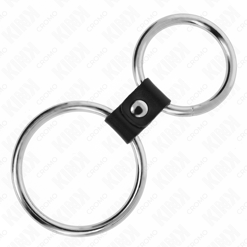 KINK - DOUBLE METAL PENIS RING 3.7 CM TO 5 CM CONNECTED BY LEATHER STRAP MODEL 1 4 KINK - DOUBLE METAL PENIS RING 3.7 CM TO 5 CM CONNECTED BY LEATHER STRAP MODEL 1 - obrazek 4