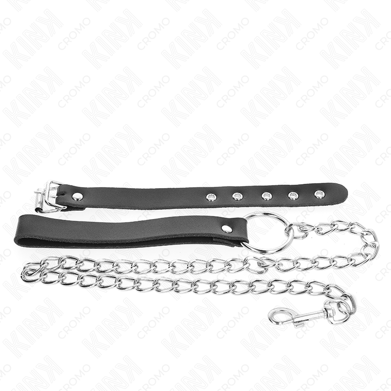 KINK - LEATHER PENIS RING WITH STRAP 21.5 X 2 CM AND METAL CHAIN 60 CM 4 KINK - LEATHER PENIS RING WITH STRAP 21.5 X 2 CM AND METAL CHAIN 60 CM - obrazek 4