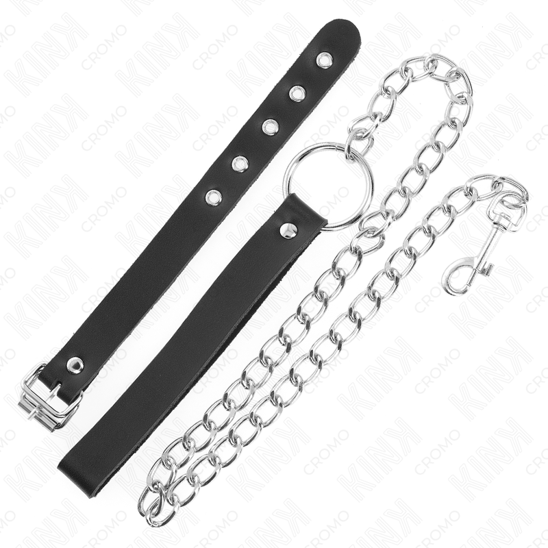 KINK - LEATHER PENIS RING WITH STRAP 21.5 X 2 CM AND METAL CHAIN 60 CM 3 KINK - LEATHER PENIS RING WITH STRAP 21.5 X 2 CM AND METAL CHAIN 60 CM - obrazek 3