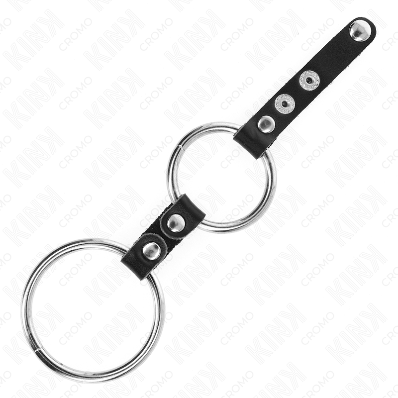 KINK - DOUBLE PENIS RING 3.8 CM TO 5 CM CONNECTED BY LEATHER 3 KINK - DOUBLE PENIS RING 3.8 CM TO 5 CM CONNECTED BY LEATHER - obrazek 3