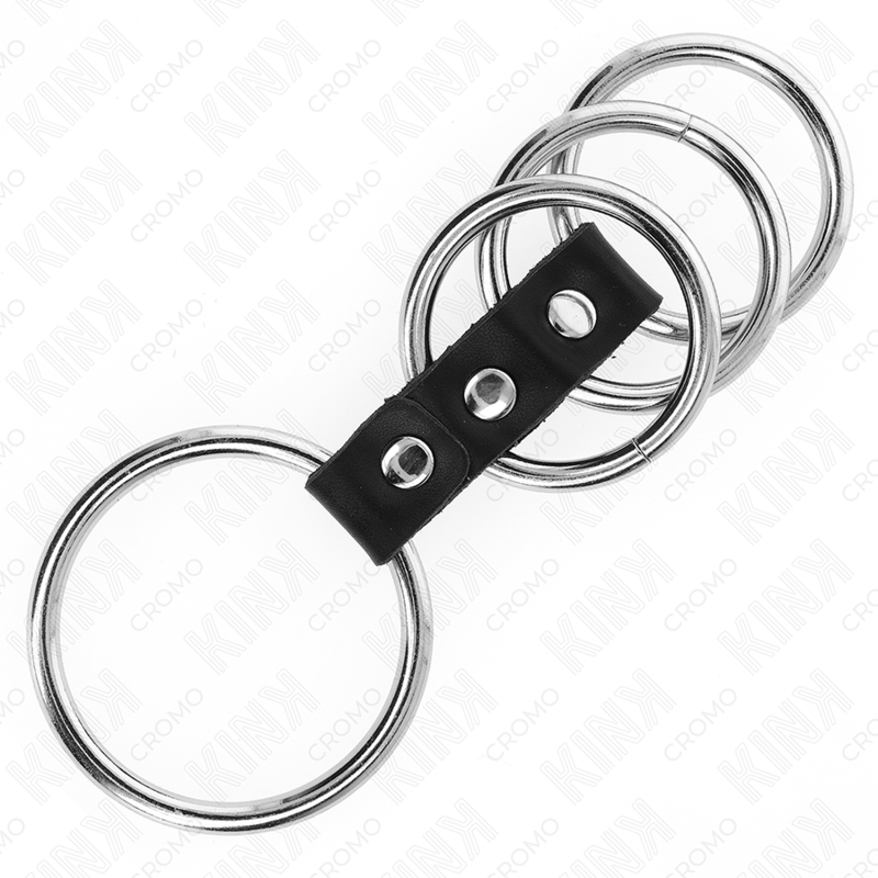KINK - 4 METAL PENIS RINGS 3.7 CM TO 5 CM CONNECTED BY LEATHER 4 KINK - 4 METAL PENIS RINGS 3.7 CM TO 5 CM CONNECTED BY LEATHER - obrazek 4