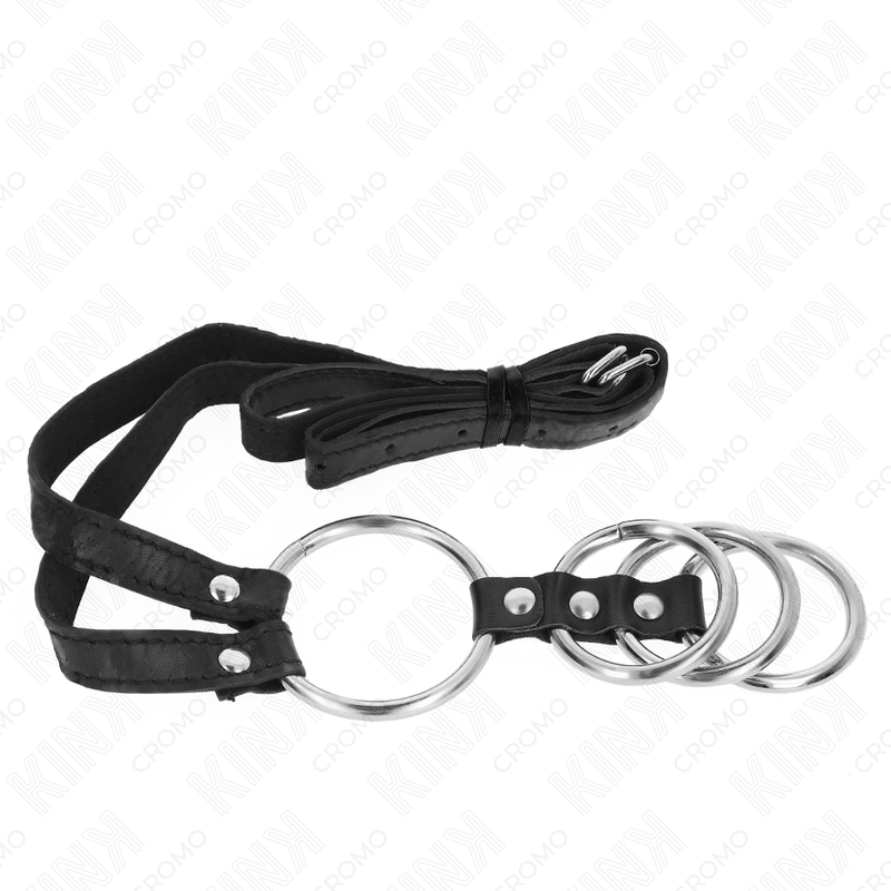 KINK - 4 CONNECTED METAL PENIS RINGS 3.8 CM TO 5 CM WITH LEATHER BELT 112 CM 4 KINK - 4 CONNECTED METAL PENIS RINGS 3.8 CM TO 5 CM WITH LEATHER BELT 112 CM - obrazek 4