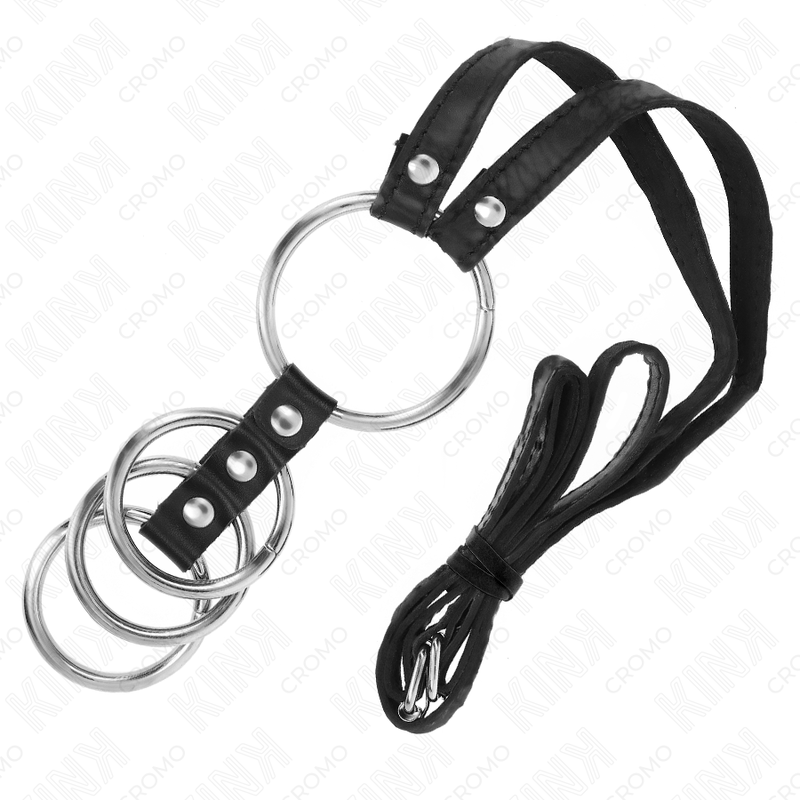 KINK - 4 CONNECTED METAL PENIS RINGS 3.8 CM TO 5 CM WITH LEATHER BELT 112 CM 5 KINK - 4 CONNECTED METAL PENIS RINGS 3.8 CM TO 5 CM WITH LEATHER BELT 112 CM - obrazek 5