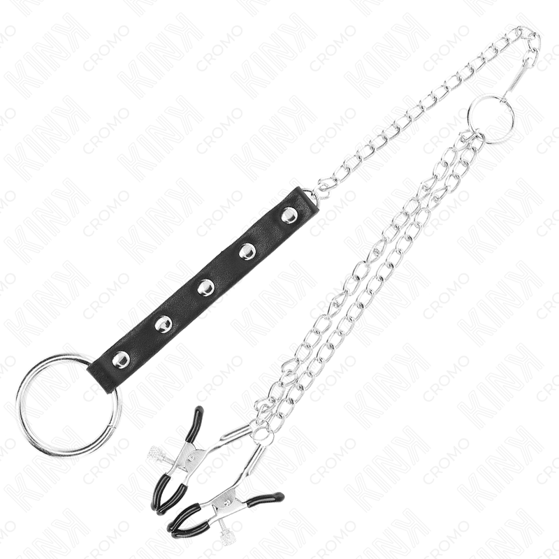 KINK - METAL PENIS RING WITH CHAIN AND ADJUSTABLE NIPPLE CLAMPS 4 KINK - METAL PENIS RING WITH CHAIN AND ADJUSTABLE NIPPLE CLAMPS - obrazek 4
