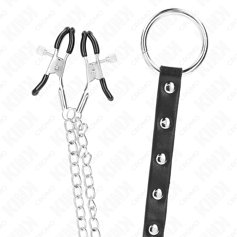 KINK - METAL PENIS RING WITH CHAIN AND ADJUSTABLE NIPPLE CLAMPS 5 KINK - METAL PENIS RING WITH CHAIN AND ADJUSTABLE NIPPLE CLAMPS - obrazek 5