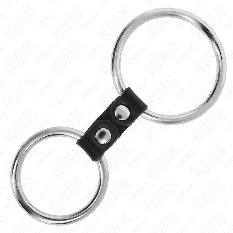 KINK - DOUBLE METAL PENIS RING 3.7 CM TO 5 CM CONNECTED BY LEATHER STRAP MODEL 2 4 KINK - DOUBLE METAL PENIS RING 3.7 CM TO 5 CM CONNECTED BY LEATHER STRAP MODEL 2 - obrazek 4