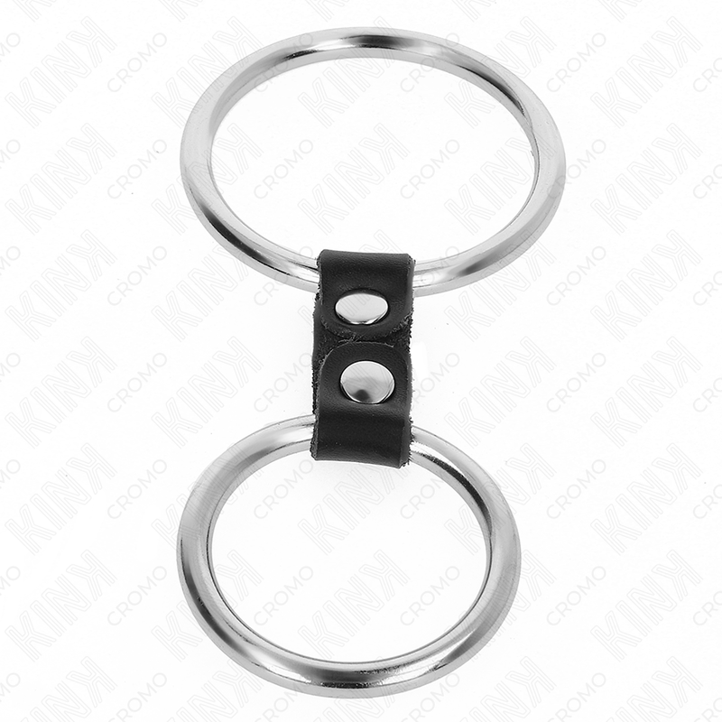 KINK - DOUBLE METAL PENIS RING 3.7 CM TO 5 CM CONNECTED BY LEATHER STRAP MODEL 2 3 KINK - DOUBLE METAL PENIS RING 3.7 CM TO 5 CM CONNECTED BY LEATHER STRAP MODEL 2 - obrazek 3